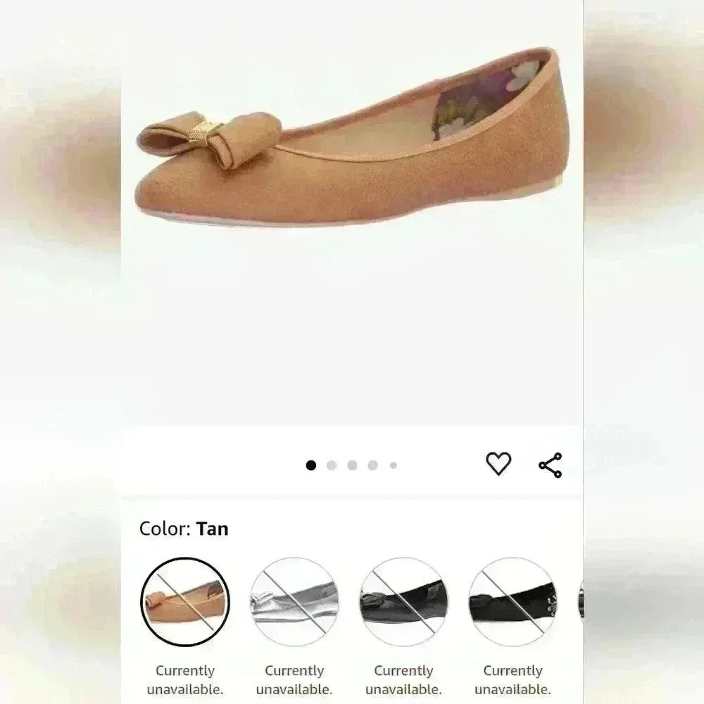 Ted Baker Brown Pebbled Leather Bow Ballerinas - Picture 2 of 7